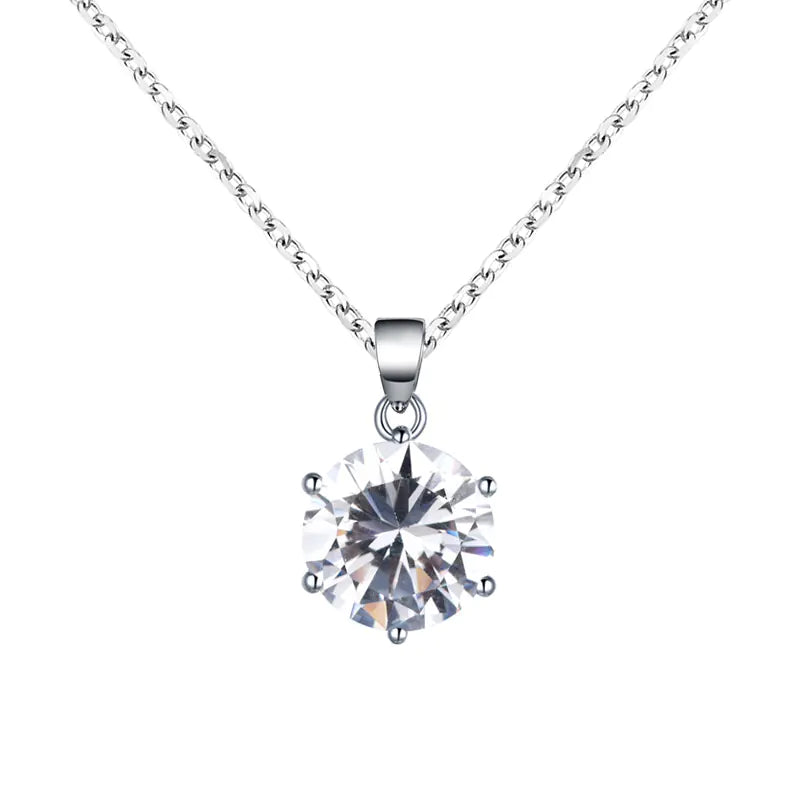 Silver Necklace with Zirconia in Six-Claw Setting