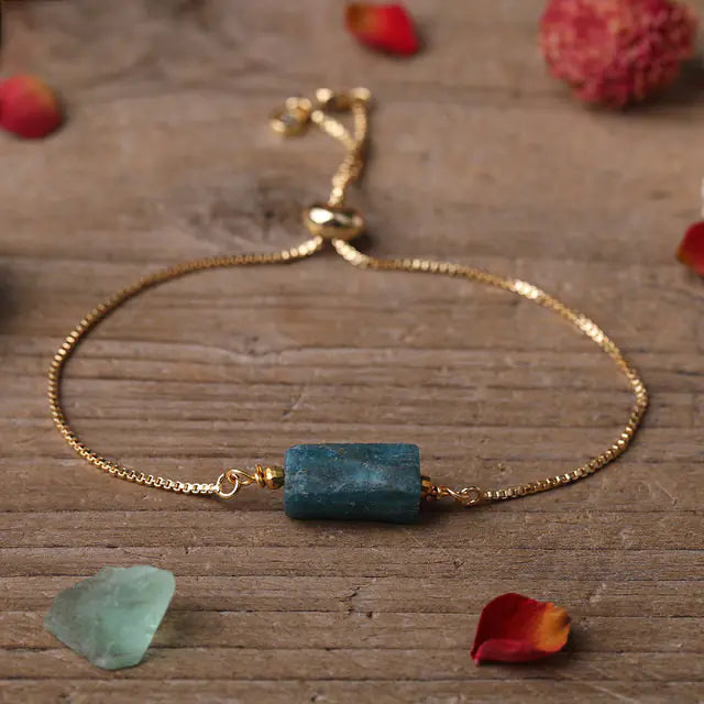 Pulsera de cadena metálica ajustable para mujer con piedras prismáticas