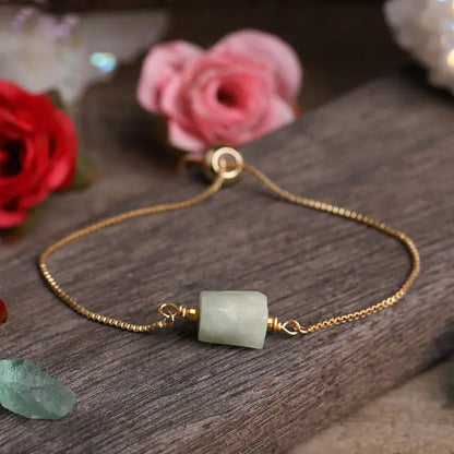 Pulsera de cadena metálica ajustable para mujer con piedras prismáticas