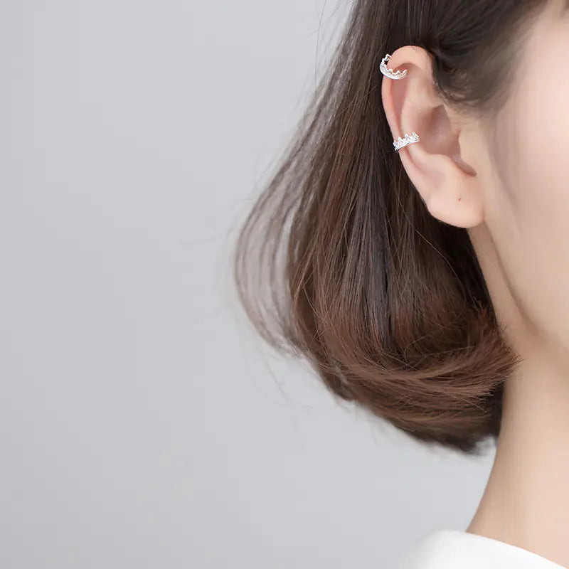 Ailuoqi S925 Silver Crown Ear Studs for Girls