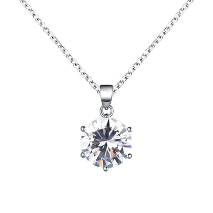 Silver Necklace with Zirconia in Six-Claw Setting