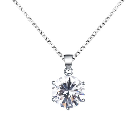 Silver Necklace with Zirconia in Six-Claw Setting