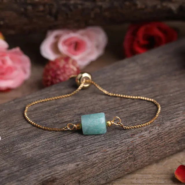 Pulsera de cadena metálica ajustable para mujer con piedras prismáticas