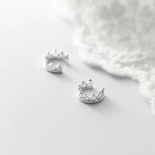 Ailuoqi S925 Silver Crown Ear Studs for Girls
