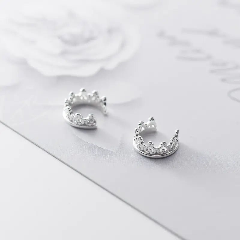 Ailuoqi S925 Silver Crown Ear Studs for Girls
