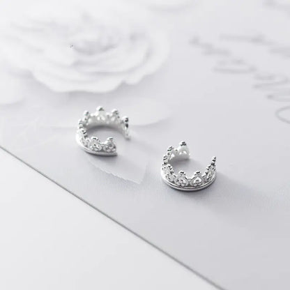 Ailuoqi S925 Silver Crown Ear Studs for Girls