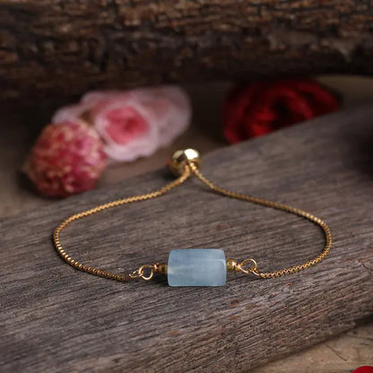 Pulsera de cadena metálica ajustable para mujer con piedras prismáticas