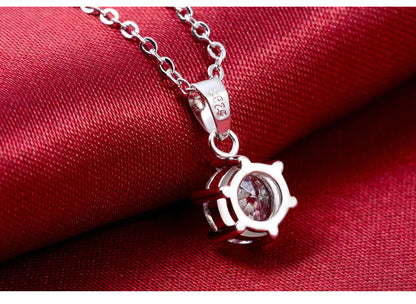 Silver Necklace with Zirconia in Six-Claw Setting