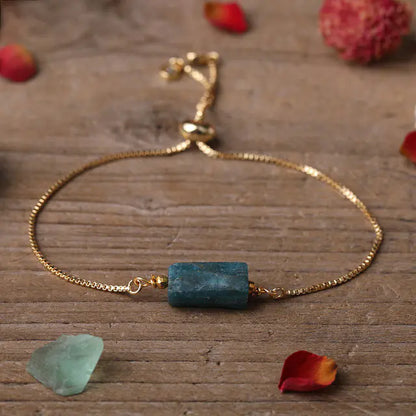 Pulsera de cadena metálica ajustable para mujer con piedras prismáticas