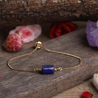 Pulsera de cadena metálica ajustable para mujer con piedras prismáticas