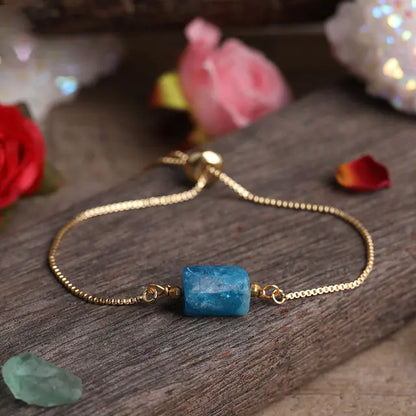Pulsera de cadena metálica ajustable para mujer con piedras prismáticas