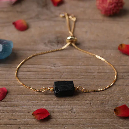 Pulsera de cadena metálica ajustable para mujer con piedras prismáticas